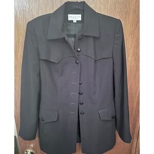 VINTAGE RENLYN BUTTOM UP BLACK BLAZER; SIZE 8